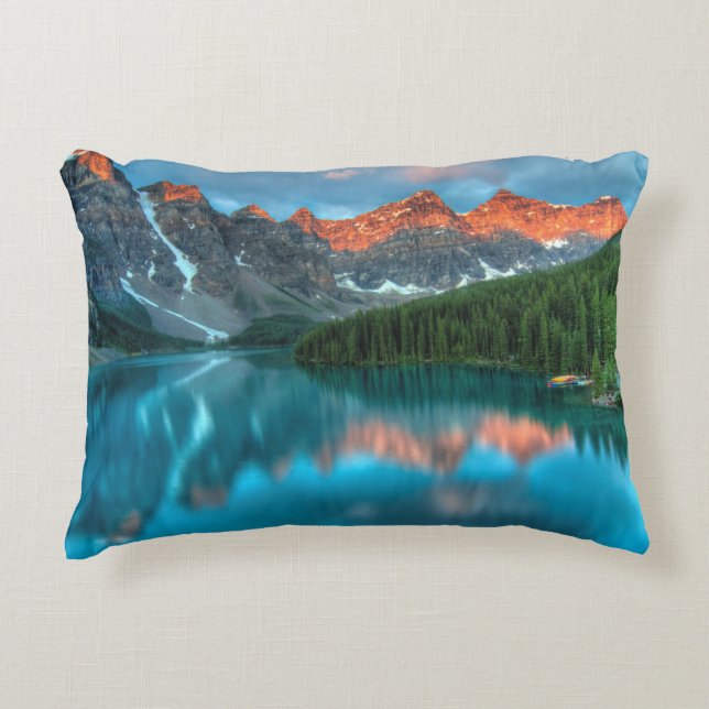 Scenic Mountain & Lake Landscape Photograph Decorative Cushion (Front)
