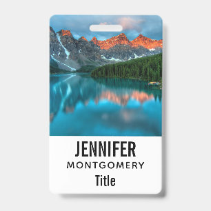 Scenic Mountain & Lake Landscape Photograph ID Badge