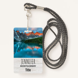 Scenic Mountain & Lake Landscape Photograph ID Badge