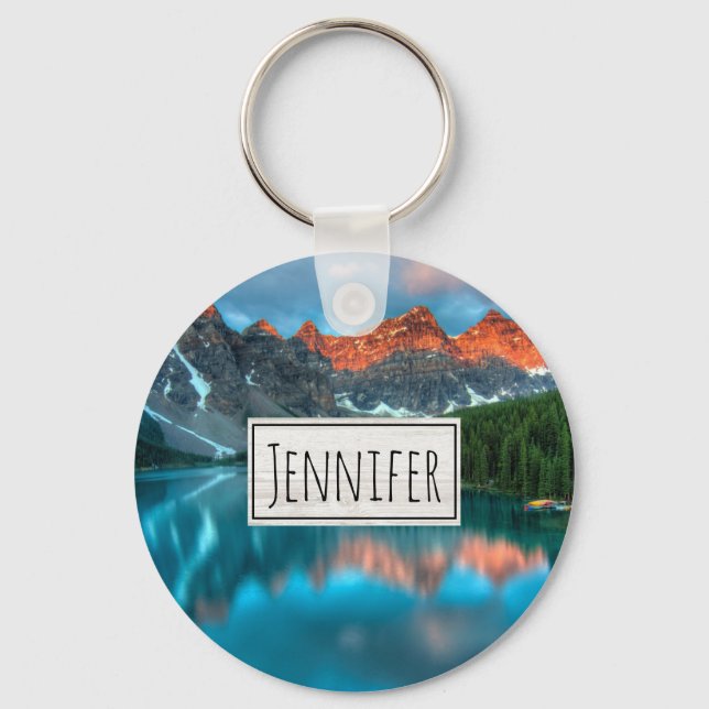Scenic Mountain & Lake Landscape Photograph Key Ring (Front)