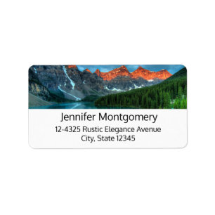 Scenic Mountain & Lake Landscape Photograph Label