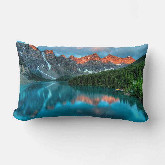 Scenic Mountain & Lake Landscape Photograph Lumbar Cushion (Front)