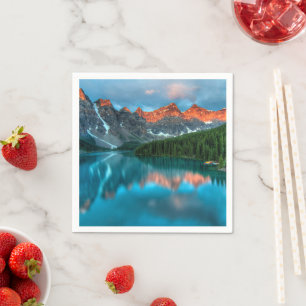 Scenic Mountain & Lake Landscape Photograph Napkin
