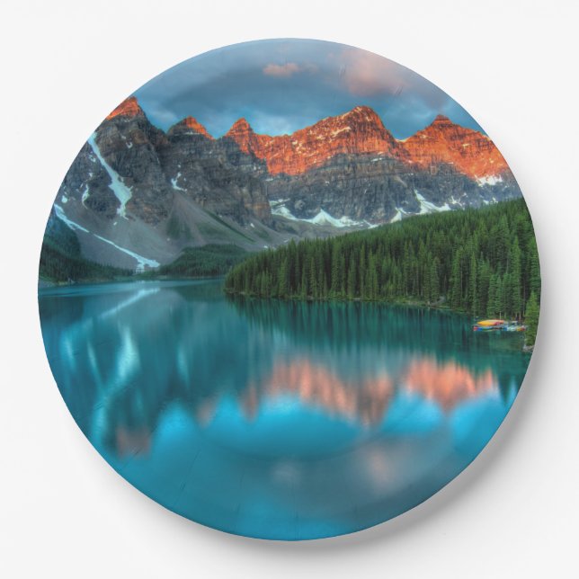Scenic Mountain & Lake Landscape Photograph Paper Plate (Front)