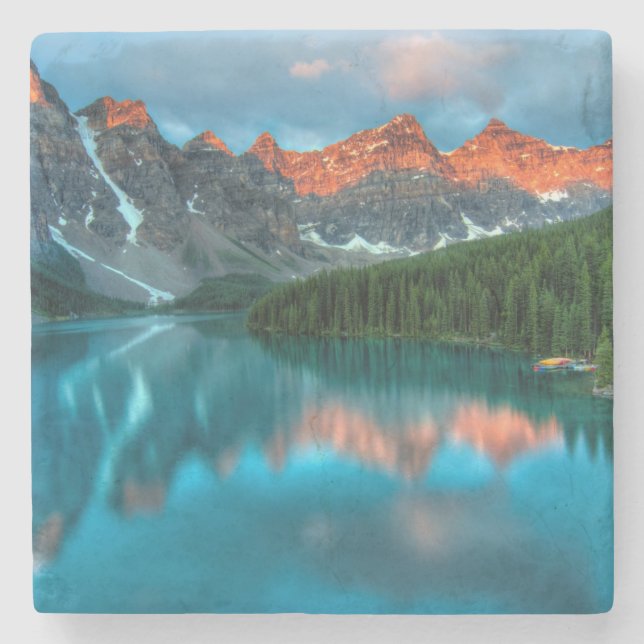 Scenic Mountain & Lake Landscape Photograph Stone Coaster (Front)