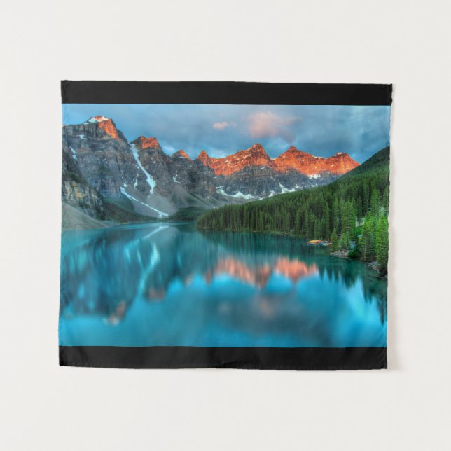 Scenic Mountain & Lake Landscape Photograph Tapestry (Front (Horizontal))