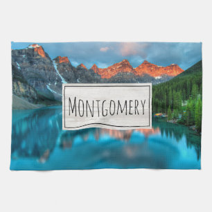 Scenic Mountain & Lake Landscape Photograph Tea Towel