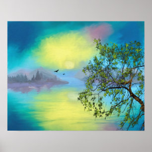 Scenic Mountain Lake Landscape Poster