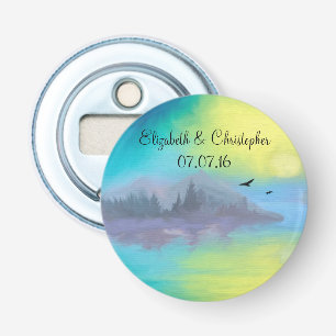 Scenic Mountain Lake Landscape Wedding Favour Bottle Opener