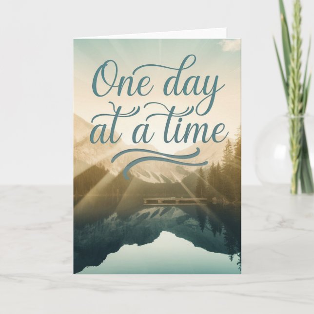 Scenic Mountain Lake "One Day at a Time" card (Front)