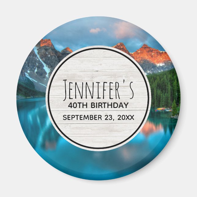 Scenic Mountain & Lake Photo Save the Date Magnet (Front)