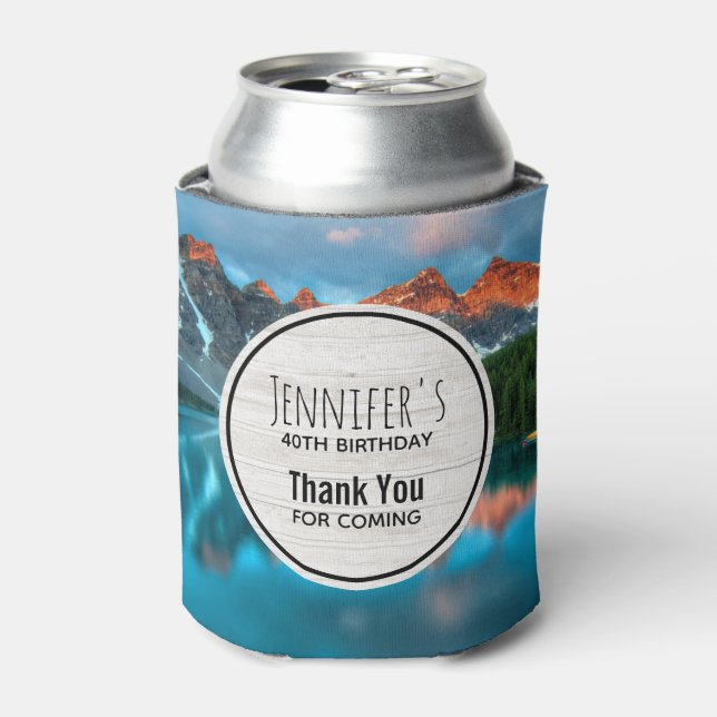 Scenic Mountain & Lake Photograph Birthday Can Cooler (Can Front)