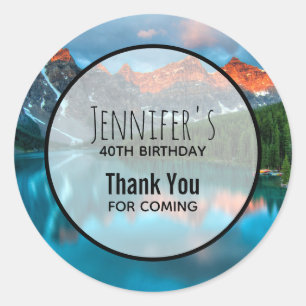 Scenic Mountain & Lake Photograph Birthday Classic Round Sticker