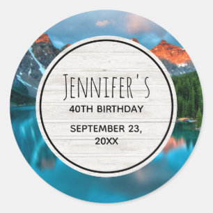 Scenic Mountain & Lake Photograph Birthday Classic Round Sticker