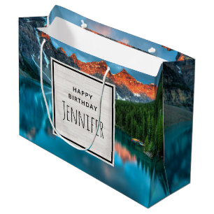 Scenic Mountain & Lake Photograph Birthday Large Gift Bag
