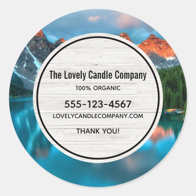 Scenic Mountain & Lake Photograph Business Classic Round Sticker (Front)