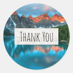 Scenic Mountain & Lake Photograph Thank You Classic Round Sticker