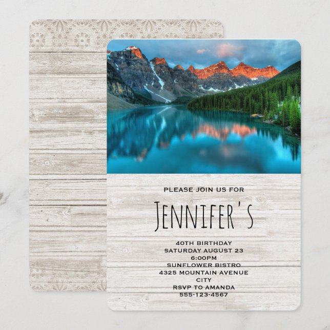 Scenic Mountain Landscape Photograph Birthday Invitation (Front/Back)