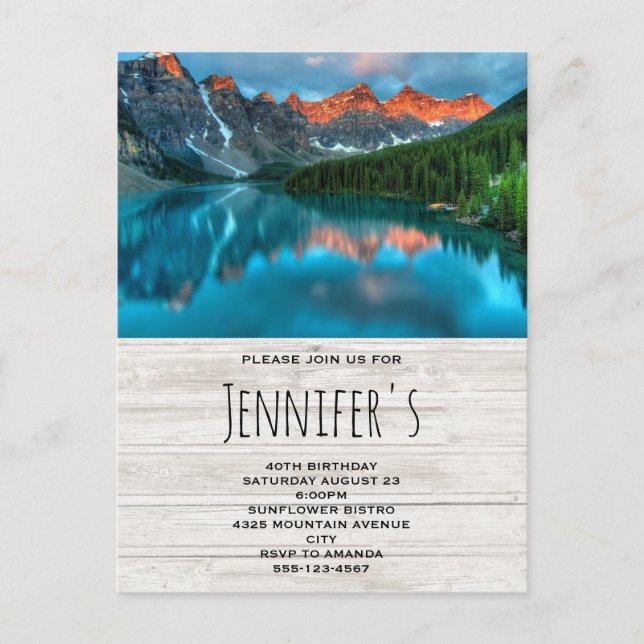 Scenic Mountain Landscape Photograph Birthday Invitation Postcard (Front)
