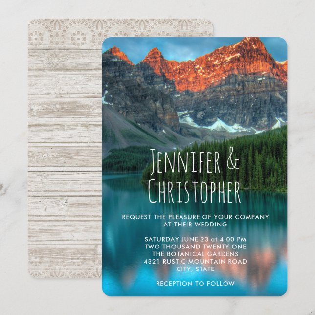 Scenic Mountain Landscape Photograph Wedding Invitation (Front/Back)
