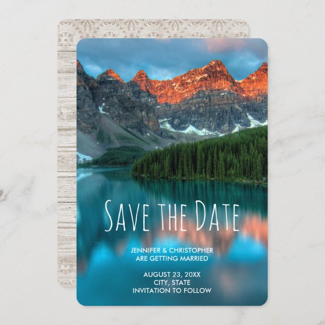Scenic Mountain Landscape Photograph Wedding Save The Date (Front/Back)