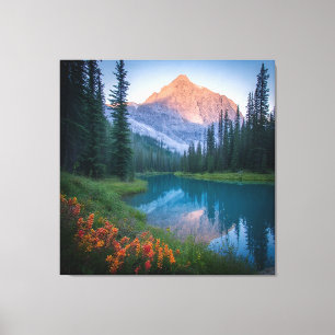 Scenic Mountain Landscape with Lake Reflections Canvas Print