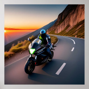 Scenic Mountain Motorcycle Ride For Biker Fans Poster