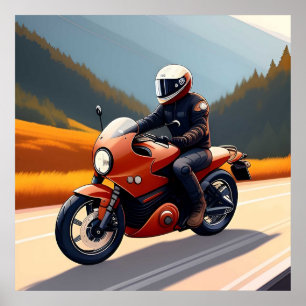 Scenic Mountain Ride Motorcycle For Bikers Poster