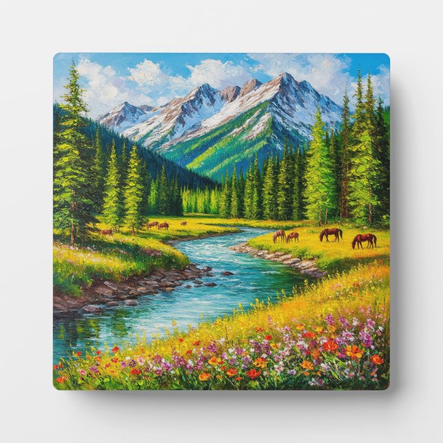 Scenic Mountain Valley with Stream Plaque (Front)