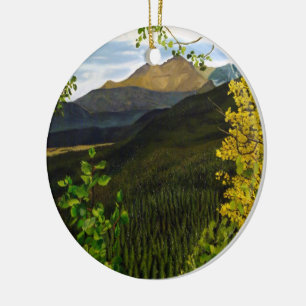 Scenic Mountain Vista at Estes Park Ceramic Tree Decoration
