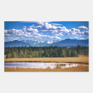 Scenic Mountains Alpine Landscape Rectangular Sticker