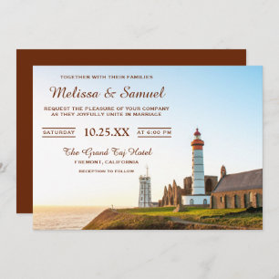 Scenic Nautical Lighthouse Wedding Invitation