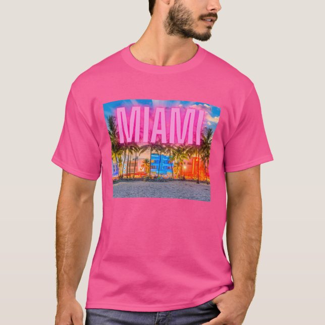 Scenic Neon Miami Waterfront  T-Shirt (Front)