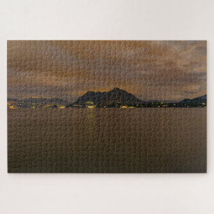 Scenic night landscape of Lake Maggiore Italy hard Jigsaw Puzzle
