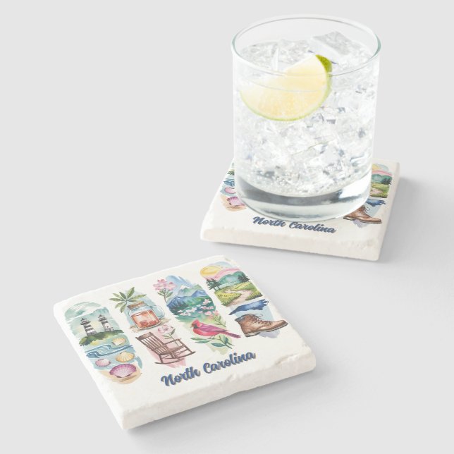 Scenic North Carolina  Stone Coaster (Side)