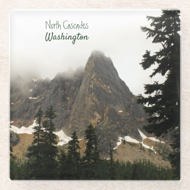 Scenic North Cascades Washington Mountain Photo Glass Coaster (Front)