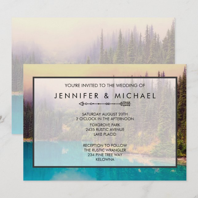Scenic Northern Landscape Rustic Wedding Invite (Front/Back)