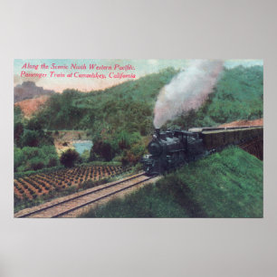 Scenic Northwestern Pacific Train Route Poster
