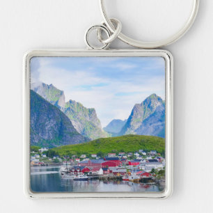 Scenic Norwegian landscape Lofoten Islands Norway  Key Ring