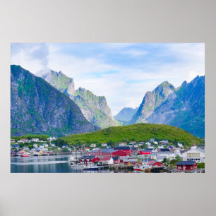 Scenic Norwegian landscape Lofoten Islands Norway  Poster