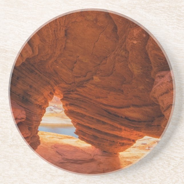 Scenic of eroded sandstone cave coaster (Front)
