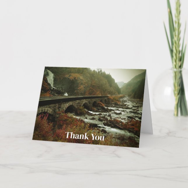 Scenic Photo Waterfalls and Forest Thank You Card (Front)