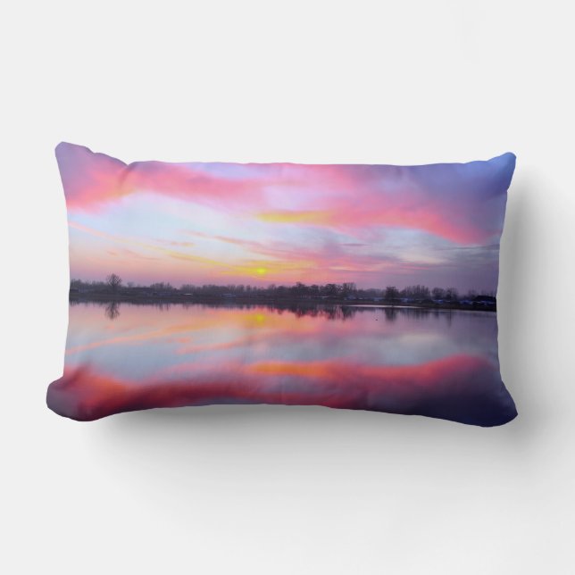 Scenic Pink Landscape Lumbar Cushion (Front)