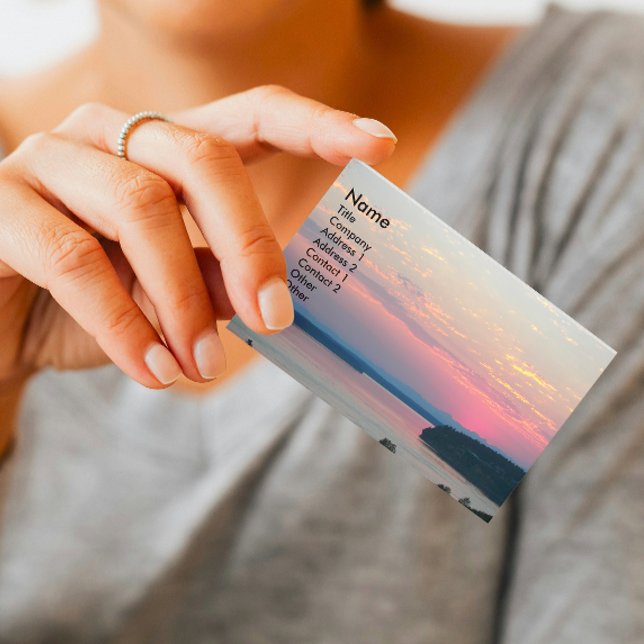 Scenic Pink Seascape Sunset Business Card (In SItu)