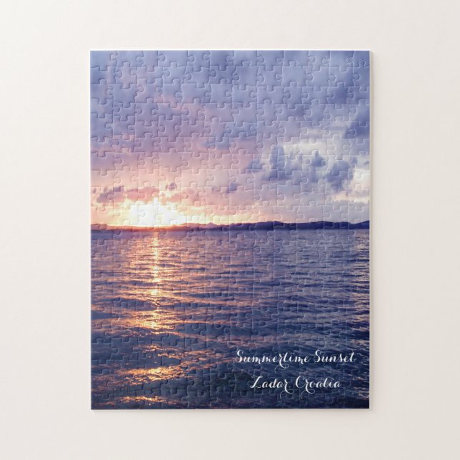 Scenic Pretty Purple Yellow Sunset Customisable Jigsaw Puzzle (Vertical)