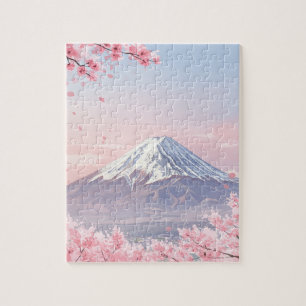 Scenic Puzzle of Mount Fuji and Cherry Blossoms