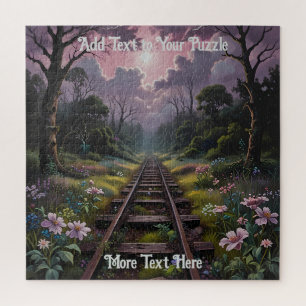 Scenic Railway Track Puzzle with Trees and Flowers
