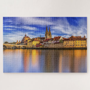 Scenic Regensburg River View Jigsaw Puzzle