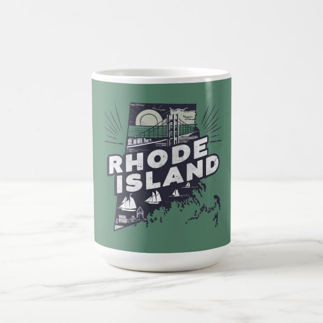 Scenic Rhode Island Retro Silhouette  Coffee Mug (Center)