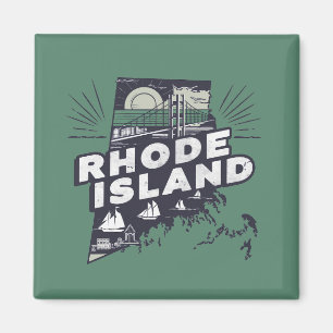 Scenic Rhode Island Retro Silhouette  Magnet